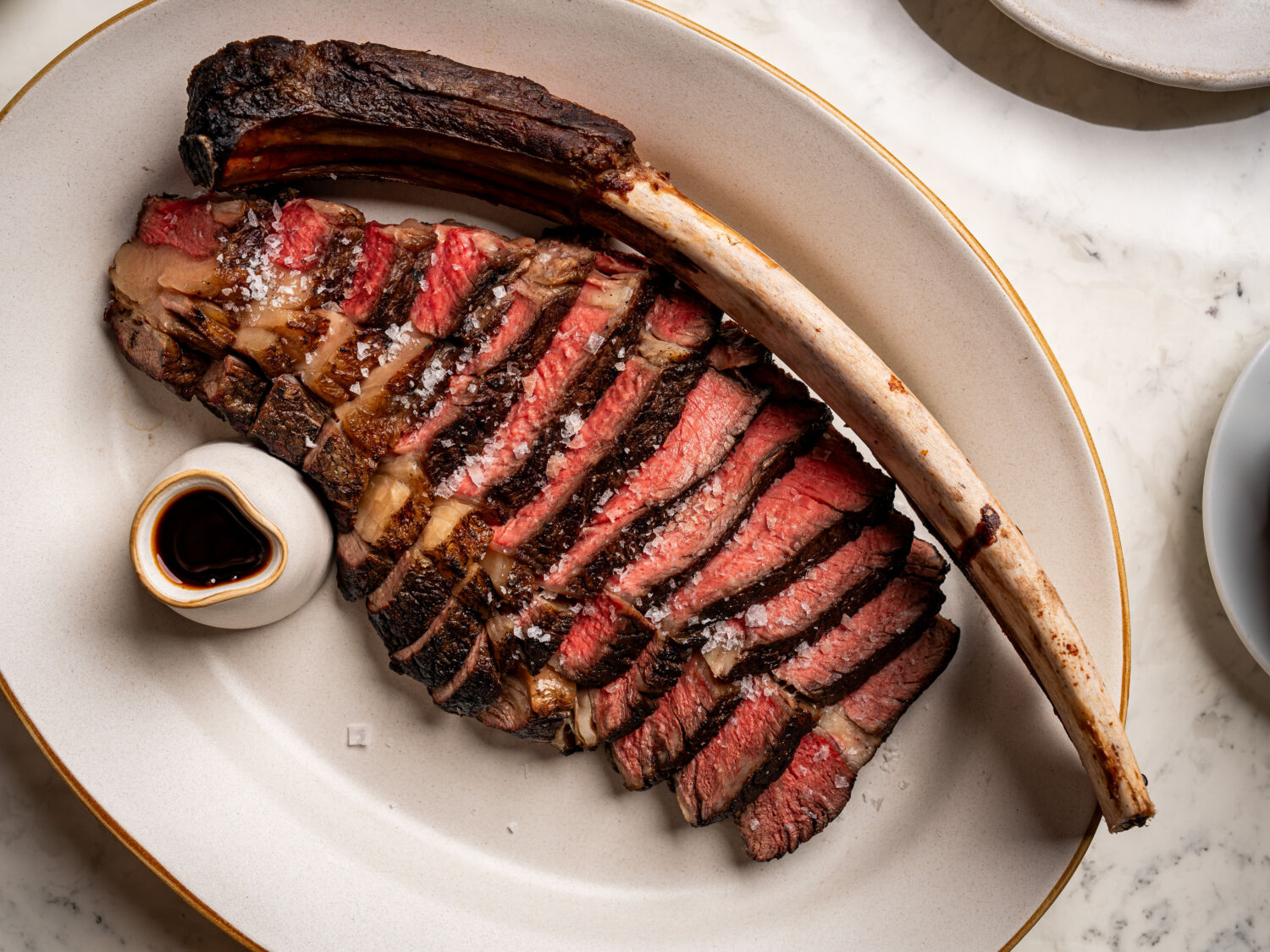 Steak all cut up on a plate